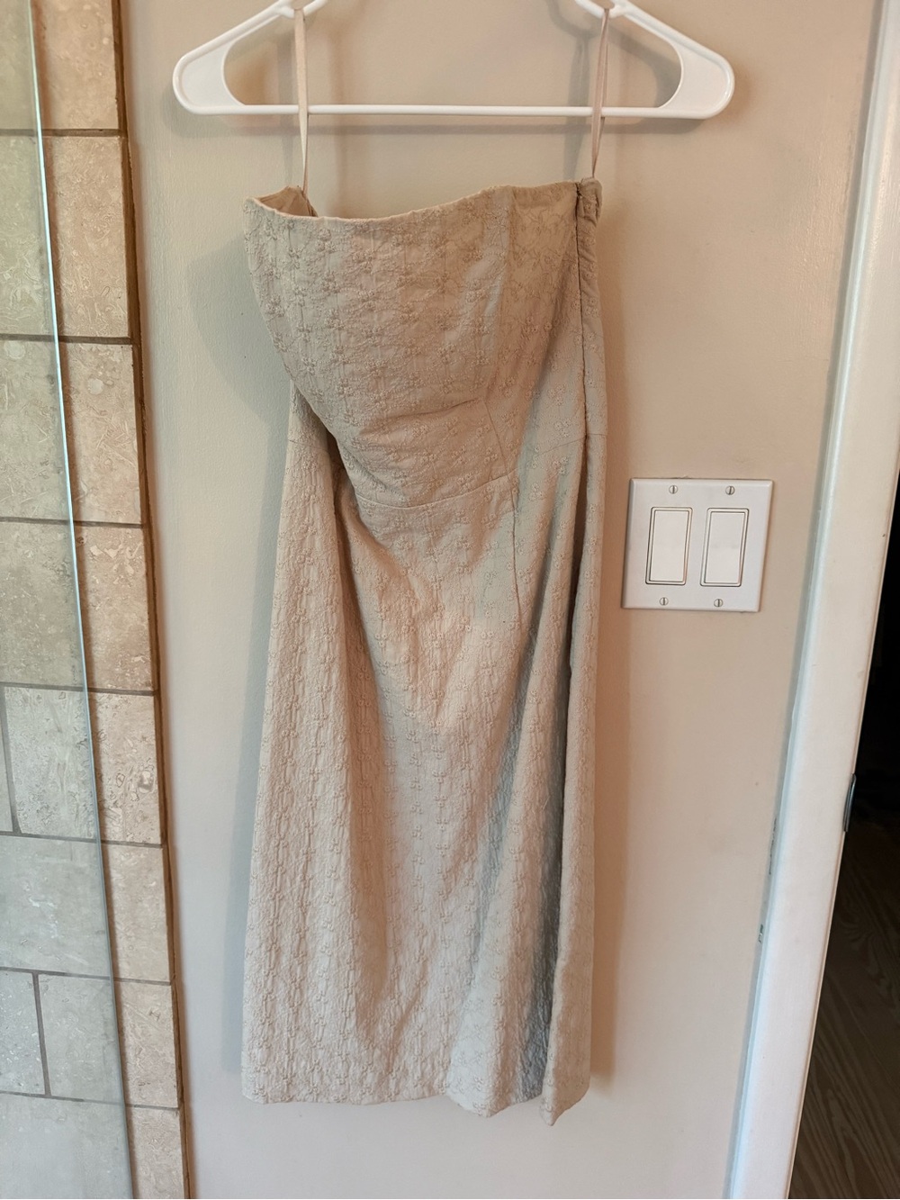 Banana Republic Beige Textured Strapless Midi dress